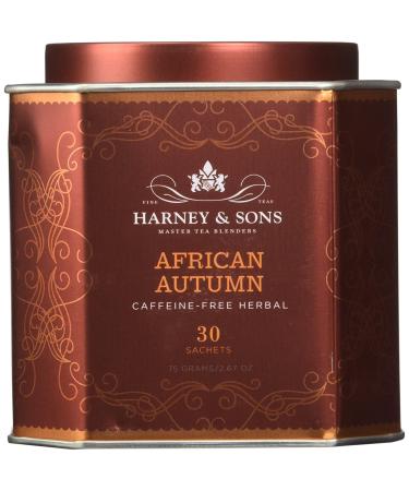 Harney & Sons African Autumn Herbal Rooibos Tea | Hibiscus, Cranberry, Orange | 30 Sachets - Buy Online on GoSupps.com