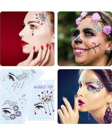 Face Jewels 6 Sheets Stick On + Chunky Glitter Rhinestone Stickers - Fairy Euphoria Eye Body Makeup for Rave, Festival Outfits & Teen Girl Gifts - Buy Online on GoSupps.com