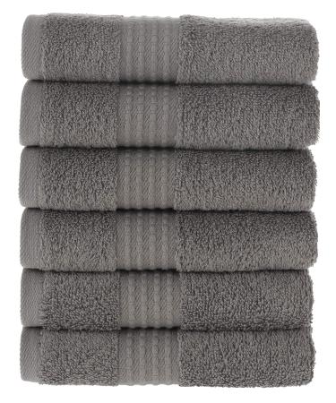 Maura Basics Performance Wash Cloths with Hanging Loop. 13 x13 American Standard Towel Size. Soft Durable Long Lasting and Absorbent | 100% Turkish Cotton Bath Towels Set for Bathroom Washcloth (6-Pack) Space Gray