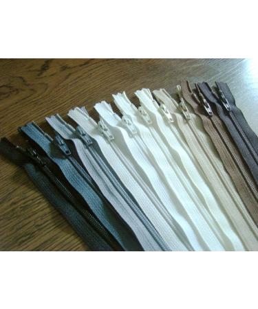 YKK Zippers Assorted Neutral Colors Pack - 14 Inch Nylon Coil Set of 10 Pieces - Buy Online on GoSupps.com