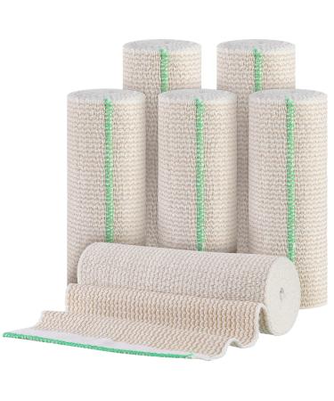 6 Pack 6 Inch Elastic Bandage Wrap with Hook and Loop Fasteners at Both Ends 6 Inch Wide Elastic Bandage Compression Bandage Compression Wrap for Sprained Ankle Knee Elbow