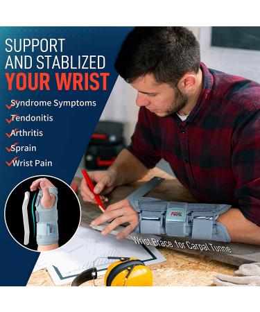 Carpal Tunnel Wrist Brace with Removable Metal Splint | Night Sleep Support - Hot/Ice Pack | Small/Medium | Right Hand Adjustable Brace for Men & Women | Relieve Wrist Pain - Buy Online on GoSupps.com