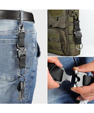 SOWHUP Tactical Keychain - Heavy Duty Quick Release Metal Buckle, HK Clip, Stainless Steel Ring - Black - Buy Online on GoSupps.com