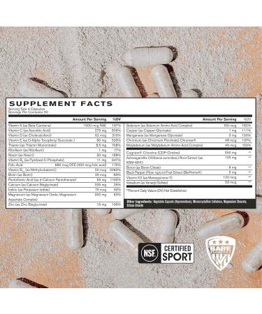 BARE PERFORMANCE NUTRITION BPN Strong Multi-Vitamin 30 Day Supply + Recover Post-Workout Muscle Recovery Drink Mix Fruit Punch 25 Servings | Foundational Health + Post-Workout Recovery Bundle - Buy Online on GoSupps.com