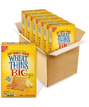 Wheat Thins BIG Whole Grain Wheat Crackers 6 - 8 Ounce Boxes (Pack of 6)