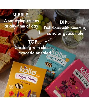 Kallo Rosemary & Sea Salt Veggie Thins Crackers | Healthy Snacks High Fibre Plant Protein Gluten Free & Baked | 100g Single Pack - Buy Online on GoSupps.com