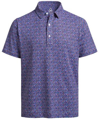 DEOLAX Mens Polo Shirts Fashion Prints Athletic Golf Polo Shirts Casual Classic Fit Soft Breathable Short Sleeve Polo Shirt Purplepolka Dots X-Large