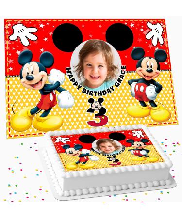 MICKEY YOUR PHOTO PERSONALISED EDIBLE ICING COSTCO CAKE TOPPER RM-5