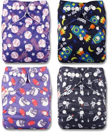 Littles and Bloomz Baby Reusable Pocket Cloth Diaper Standard Popper - Set of 4 Nappies - Buy Online on GoSupps.com