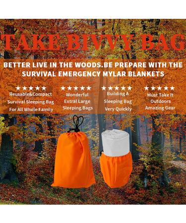 BESTHUNTINER Emergency Sleeping Bag - Lightweight, Waterproof, Reusable Thermal Bivy Sack Shelter Kit - Orange - Buy Online on GoSupps.com