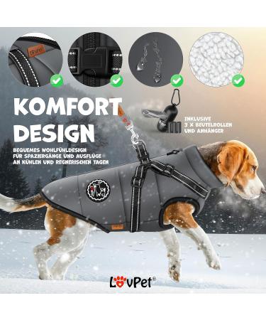 Lovpet Dog Jacket & Coat - Waterproof Padded Vest with Reflectors 45 Feces Bags & D-Ring | Ideal for Dogs - Buy Online on GoSupps.com