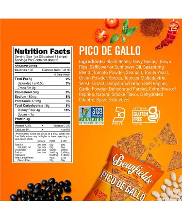 Beanfields Pico De Gallo Bean Chips 5.5oz - Pack of 6 | Healthy Snack Option - Buy Online on GoSupps.com