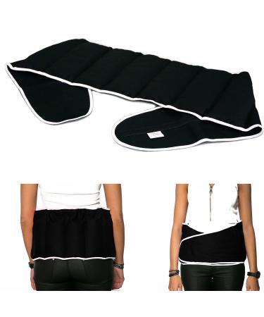 Organic spelt pillow heat cushion belt with velcro fastening - approx. 135cm - 7-chamber - back cushion grain pillow - black