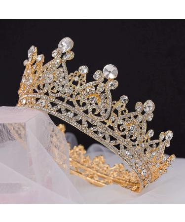 Gold Princess Crown for Women - Wedding Tiara and Crystal Queen Crown - Buy Online on GoSupps.com