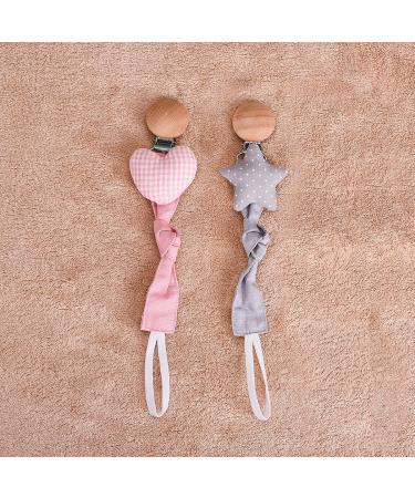Paperkiddo 2pcs Unisex Pacifier Chain & Band | Nickel-Free Clips | 22cm Bauhmwoll-Musselin | Perfect for Bib & Triangular Sucker | Love + Stars Design - Buy Online on GoSupps.com