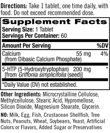 Natrol 5-HTP Time Release Tablets - Promotes Calm & Positive Mood - Drug-Free, Maximum Strength 200mg - 60 Count - Buy Online on GoSupps.com