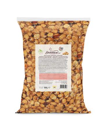 Dolcincasa-com Natural Roasted Hazelnuts Cultivar Mortarella Campana for Ice Cream Cakes and Various Uses in Confectionery Decorations Gluten Free Fillings 500g Pack