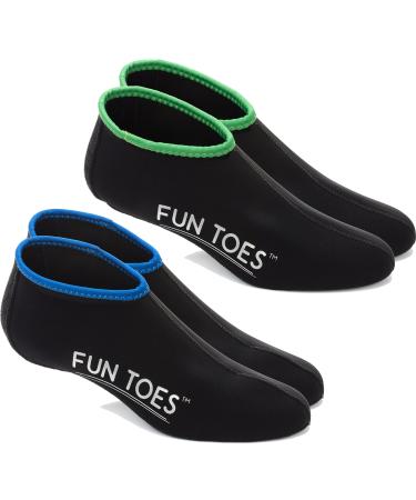 FUN TOES 2.5MM Neoprene Socks for Water Sports Women Men 2 PAIRS Fin Socks for Scuba Diving, Snorkeling, Paddling, Jet skiing Black X-Large