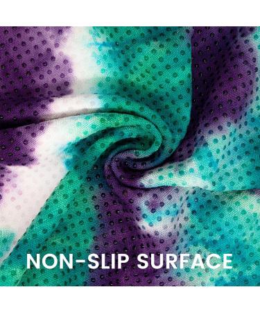 Non-Slip Yoga Towel - Tie-Die Textures with Bag - Odorless Microfiber Sweat Towel - Hot Yoga Mat for Bikram, Pilates - 24''x72'' Green Purple - Buy Online on GoSupps.com