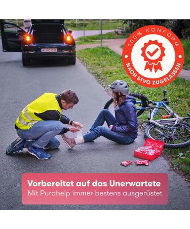 Purahelp Kfz First Aid Box DIN 13164 + Parking Disc | Complete Car First Aid Kit 2024 with Ventilation Cloth & Climbing Strips - Essential Auto Safety Gear - Buy Online on GoSupps.com