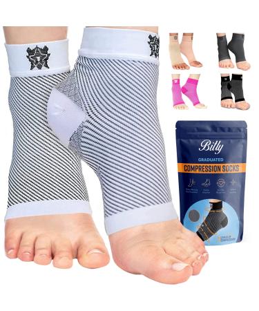 Plantar Fasciitis Compression Socks/Sleeves for Men and Women - Premium Foot and Ankle Support to Relieve Pain Improve Circulation and heal Your feet Arches and Heels - 1 White Pair - Small Small White