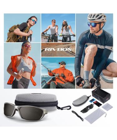 Rivbos Polarized Cycling Sunglasses for Men & Women - Lightweight TR90 Frame UV400 Protection for Hiking Running Golf & Fishing - RB831 Silver & Black - Buy Online on GoSupps.com