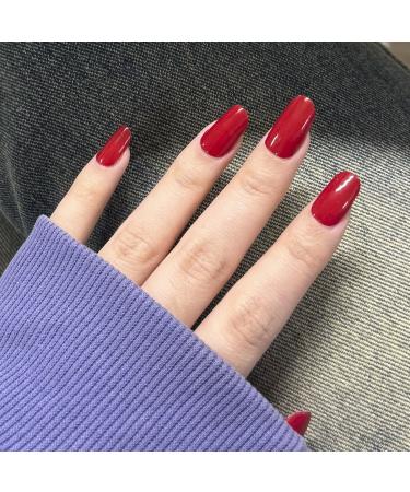 DANNI & TONI 28 Stickers Semi Cured Gel Nail Polish Strips Gel Nail Stickers Solid Colour (Scarlet Delight) Salon-Quality Gel Nail Polish Strips Manicure Stickers Set