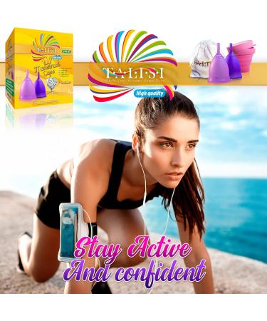 Talisi Reusable Menstrual Cups - Set of 2 for Women | Eco-Friendly Feminine Hygiene | Collapsible Sterilization | Regular & Heavy Flow | Small & Large | Alternative to Tampons & Pads - Buy Online on GoSupps.com