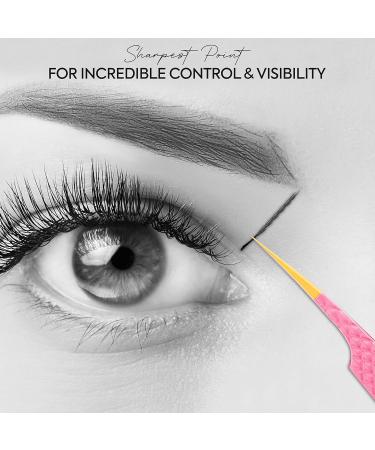 Precision Eyelash Extension Tweezers Set - Straight & Curved | 14cm Pink - 2 Pieces - Buy Online on GoSupps.com