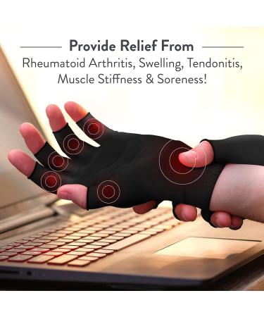 iMedic Arthritis Gloves Women & Men - 1 Pair Of Medium Compression Gloves To Provide Warmth - Fingerless Gloves Women & Men - Fingerless Gloves Arthritis Pain Relief - Black Medium Black - Buy Online on GoSupps.com