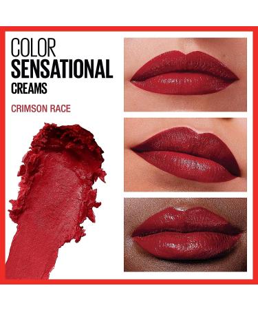 Maybelline Color Sensational Hydrating Lipstick - Cream Finish Lip Makeup for Nude Pink Red Plum Lip Color - Crimson Race 0.15 oz - Buy Online on GoSupps.com