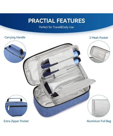 Gelozid Insulin Cooler Travel Case | Insulated Diabetic Medication Organizer Bag with Ice Packs - Blue - Buy Online on GoSupps.com