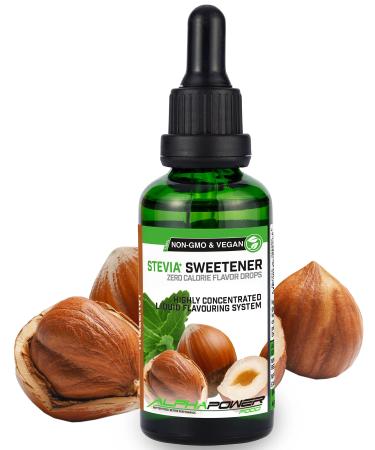 Alphapower Food |Stevia sugar -free flavor drops hazelnut |100% natural liquid aroma + sugar substitute for water muesli desserts smoothies natural hazelnut aroma 50.00 ml - Buy Online on GoSupps.com