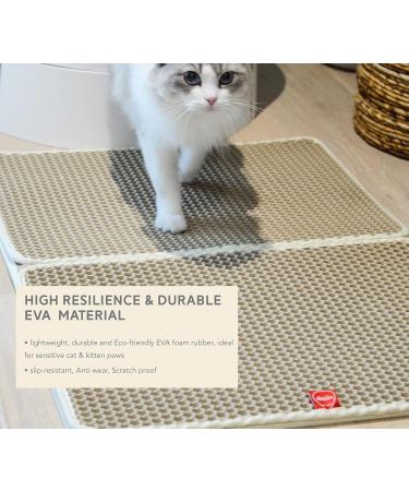 Premium XL Beige Cat Litter Mat - Double Layer Scatter Control & Waterproof - Buy Online on GoSupps.com