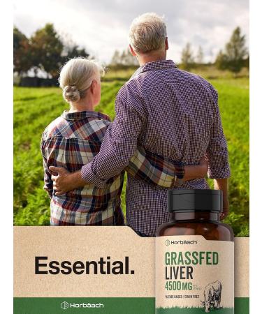 Horb ach Grass Fed Beef Liver | 4500mg | 90 Capsules | Desiccated Pasture Raised Grain Free Non-GMO Supplement - Buy Online on GoSupps.com