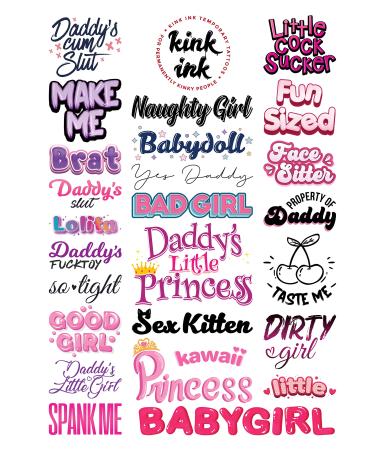 Kink Ink - 25 x Daddy's Little Girl Temporary Tattoo Sexy Kinky A4 Sheet