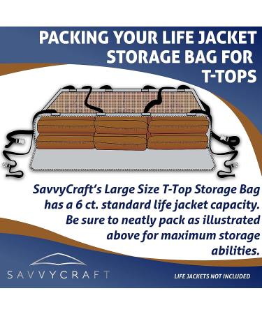 Savvycraft T-Top Storage Bag | Waterproof Marine Grade 600D Polyester | Fits 6 Type II Life Jackets | Heavy Duty T-Bag for T-Top Boats | Large 37x20x6 | PFD Storage Solution - Buy Online on GoSupps.com