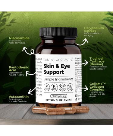 Santa Cruz Paleo Skin & Eye Capsules Simple Daily Formula for Skin Appearance & Eye Routine Clean Ingredients Gluten Free Keto & Paleo Friendly 60 Capsules - Buy Online on GoSupps.com