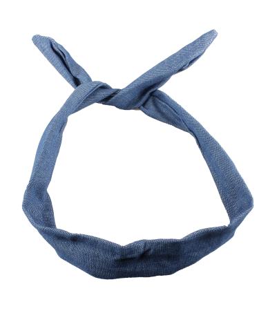 Wire Headband Retro Wired Head Scarf Rockabilly Wire Hair Band Head Wrap Vintage Blue Denim