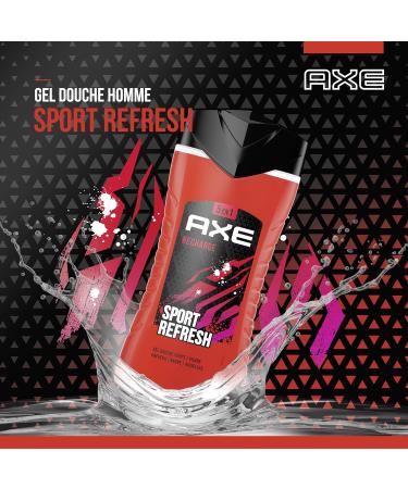  AXE Men's 5-in-1 Sport Refresh Shower Gel - 24h Moisturizing - 87% Naturally Derived Ingredients - Arctic Mint and Spice Scent (Pack of 12 x 250ml) - Buy Online on GoSupps.com