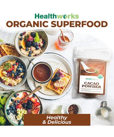 Healthworks Cacao Powder (48 oz) - Certified Organic Cocoa Substitute, Sugar-Free | Keto, Vegan, Non-GMO | Antioxidant Superfood from Peruvian Bean/Nut - Buy Online on GoSupps.com