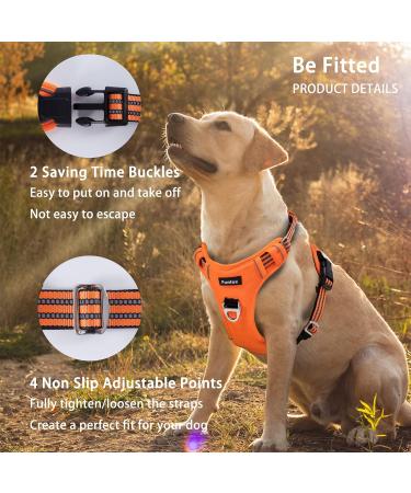 Funfox Adjustable No-Pull Dog Harness & Tableware for Large Dogs | Breathable & Safe - Orange - Buy Online on GoSupps.com