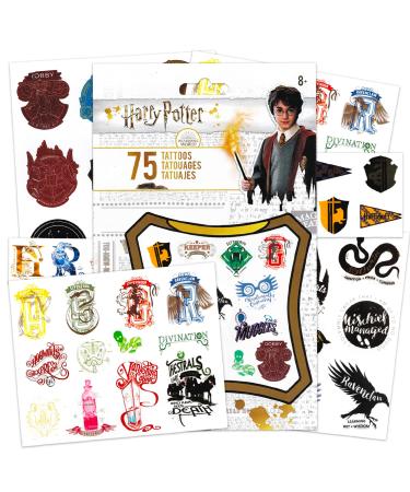Harry Potter Tattoos for Kids Party Favors Bundle   75 Ct Harry Potter Temporary Tattoos for Adults Teens (Harry Potter Costume Accessories)