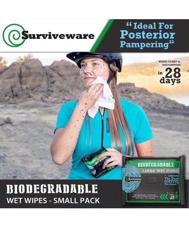 Surviveware Biodegradable Wet Wipes - 15 Count, Post Workout & Camping Face/Body Wipes for Adults - Buy Online on GoSupps.com