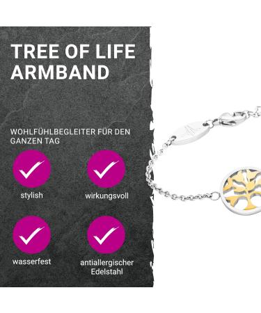 Magnetix Wellness Magnetic Bracelet Tree of Life M-XL | Adjustable Gold/Silver High Gloss Jewelry | Symbolic Wellness Gift - Buy Online on GoSupps.com