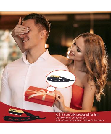 Lisaaz Straight Razors for Men - 100 Blades, Black Stainless Steel, Professional Finish - Quality Mens Shaving Razors - Navajas para Barbero - 4.8 inch Matte Black Gold Clip - Buy Online on GoSupps.com