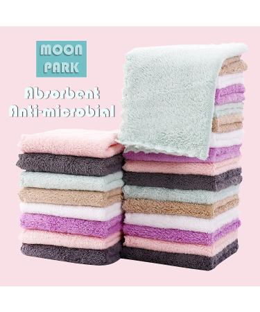 MOON PARK Baby Washcloths 24 Pack - Microfiber Coral Fleece Burp Cloths & Wipes for Newborns - Soft & Absorbent 8x8 Inch (Pack of 24) - Buy Online on GoSupps.com