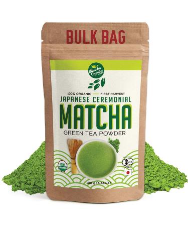 Premium Japanese Ceremonial Matcha Green Tea Powder - 1st Harvest HIGHEST Grade - USDA & JAS Organic - From Japan - Perfect for Starbucks Latte, Shake, Smoothies & Baking (3.52oz / 100g)