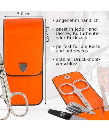 Buy Three Swords Capri Nail Care Set - 4 pcs High Quality Manicure & Pedicure in Orange Synthetic Leather | Nail Scissors Clippers Tweezers & Sapphire Nail Files - Buy Online on GoSupps.com