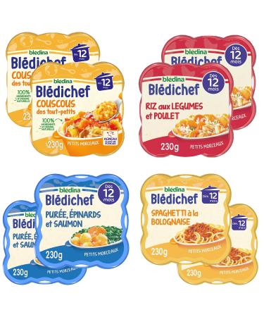 Blédina - Blédichef - 8 small dishes for babies - Lunch meal - From 12 months - 4 recipes - Pack of 8